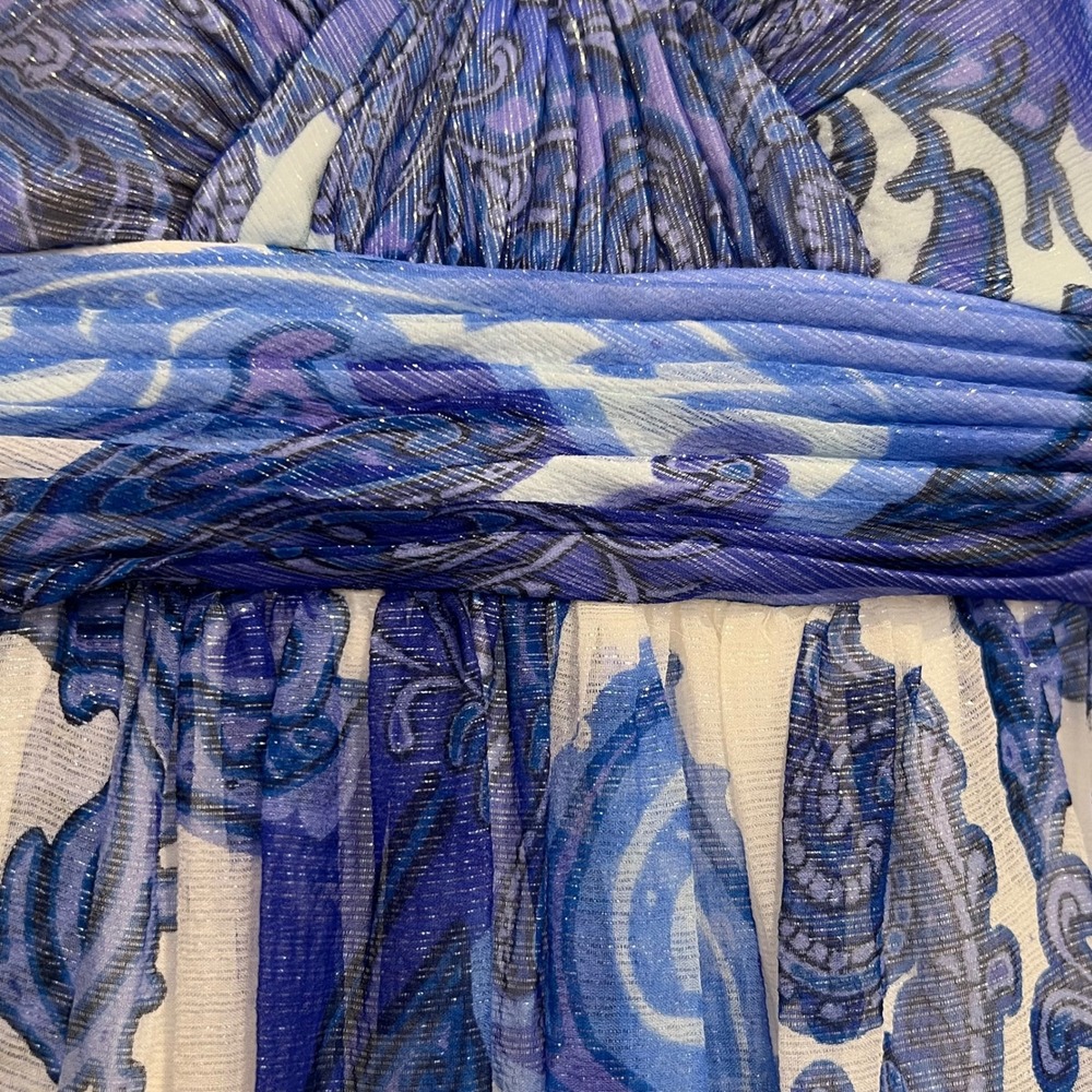 Aidan Mattox Ethereal Goddess Chiffon Gown Blue Porcelain Grecian Coastal Size 0 - Picture 13 of 13